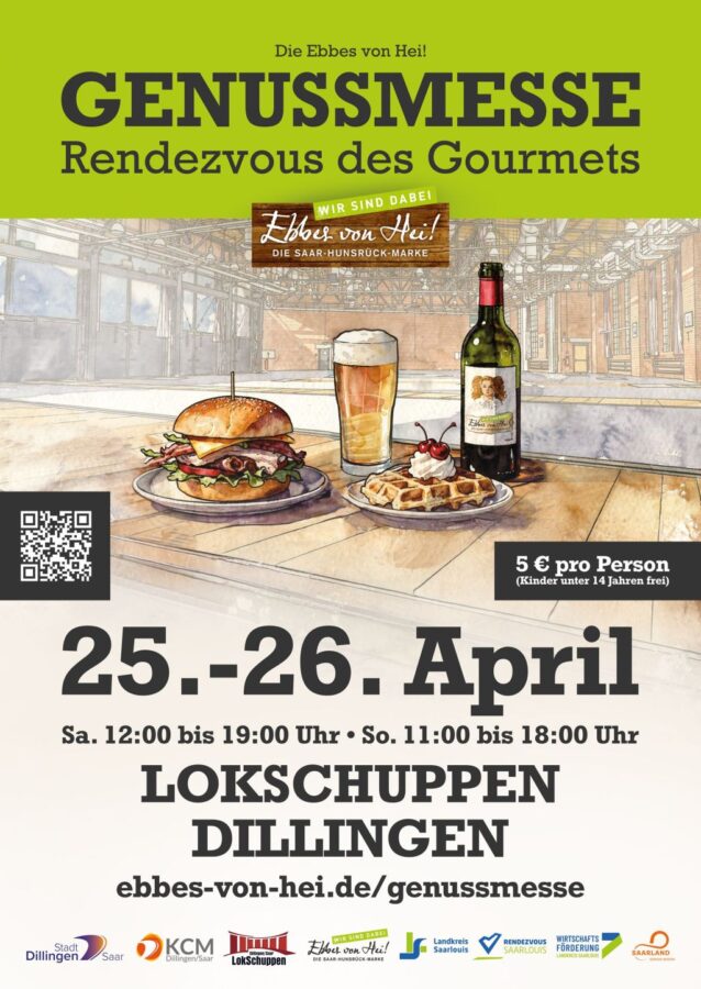 Plakat zur Ebbes von Hei Genussmesse 2026 im Lokschuppen Dillingen