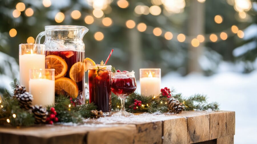 winterlicher Glühweinempfang für eine Winterhochzeit