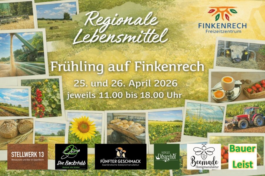 Plakat zu regionalen Produkten - Markt Frühling auf Finkenrech 2026